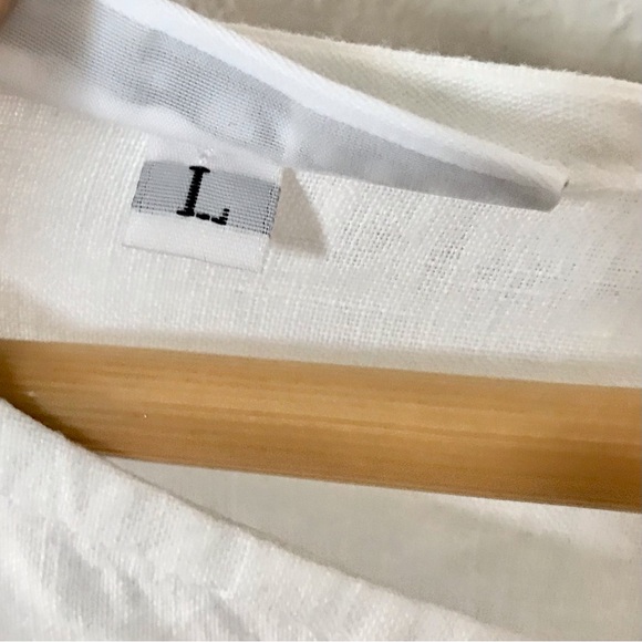 Bryn Walker White 100% Linen Tunic Dress Size Large Long Sleeve Lagenlook - Picture 7 of 8